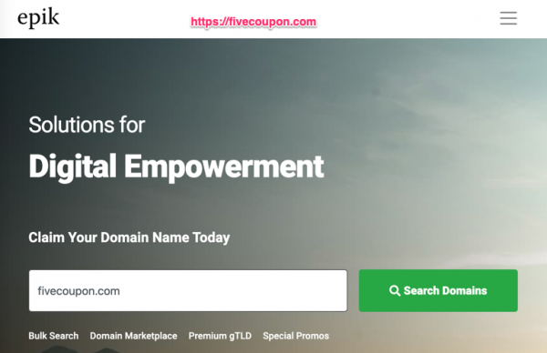 Epik Promo Codes on May 2023 – Domain Names from $0.99